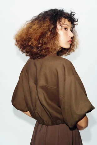 Рубашка-шар из смесового льна- Заказать в России