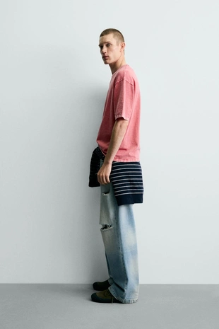 Футболка из рельефного трикотажа фламе- Заказать в России