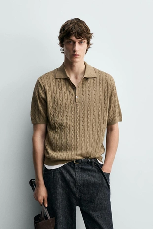 Поло из трикотажа с косами- Заказать в России