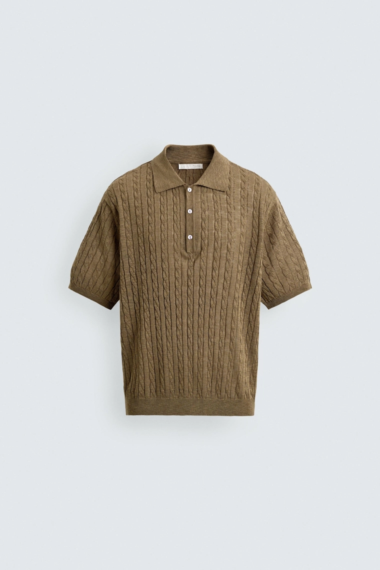 Поло с каблучной вязкой и текстурой