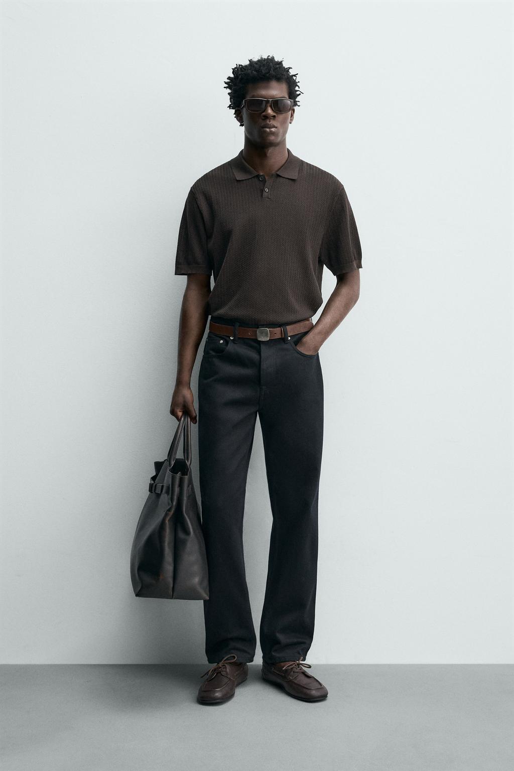 ПОЛО ИЗ РЕЛЬЕФНОГО ТРИКОТАЖА КЛАССИЧЕСКОГО КРОЯ