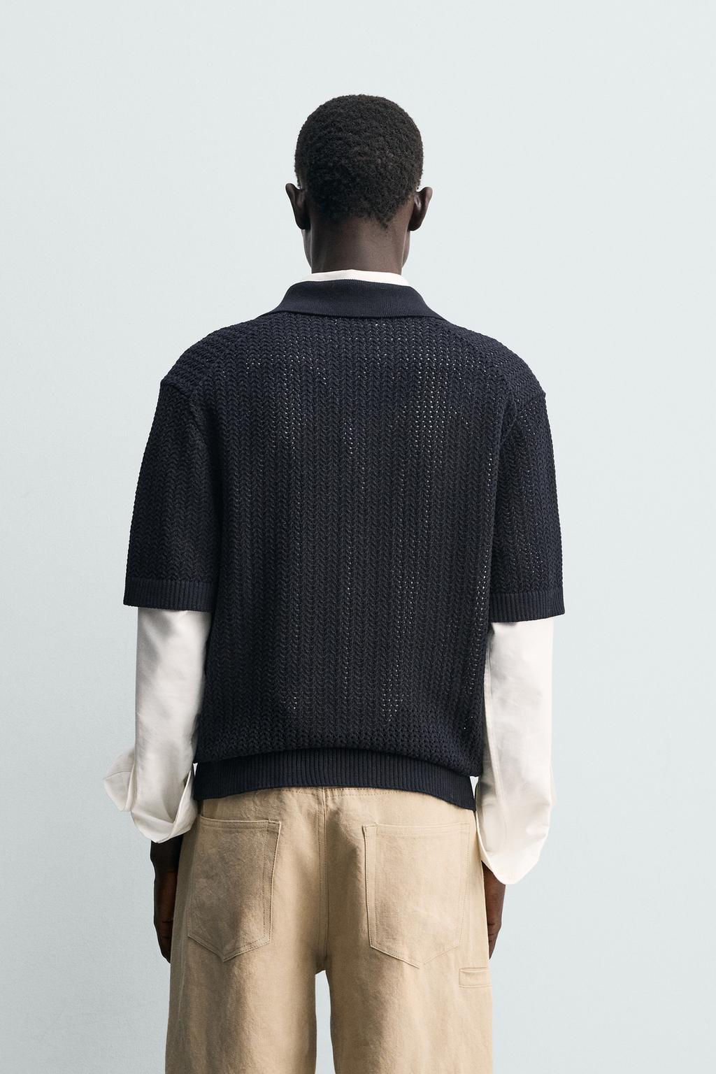 КОМБИНИРОВАННОЕ ПОЛО ИЗ РЕЛЬЕФНОГО ТРИКОТАЖА