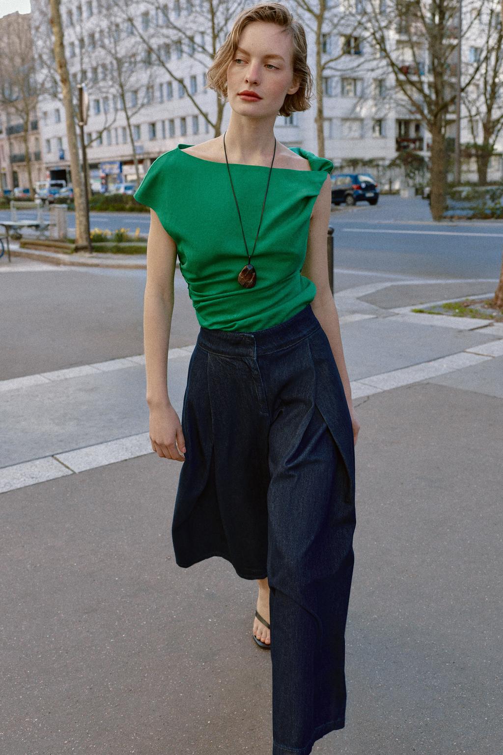 ДЖИНСЫ-КЮЛОТЫ Z1975 С ВЫСОКОЙ ПОСАДКОЙ И ЗАЩИПАМИ