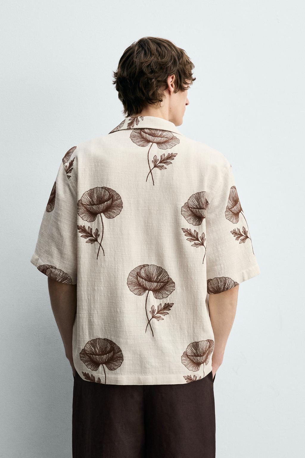 РУБАШКА С ЦВЕТОЧНОЙ ВЫШИВКОЙ