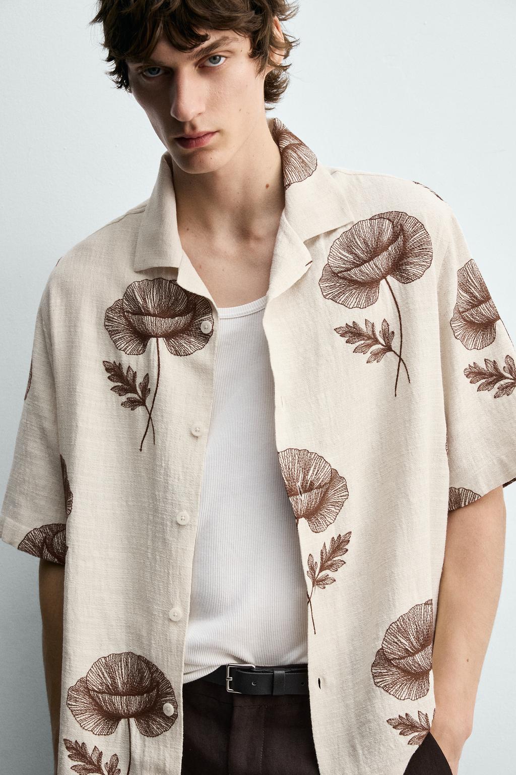 РУБАШКА С ЦВЕТОЧНОЙ ВЫШИВКОЙ