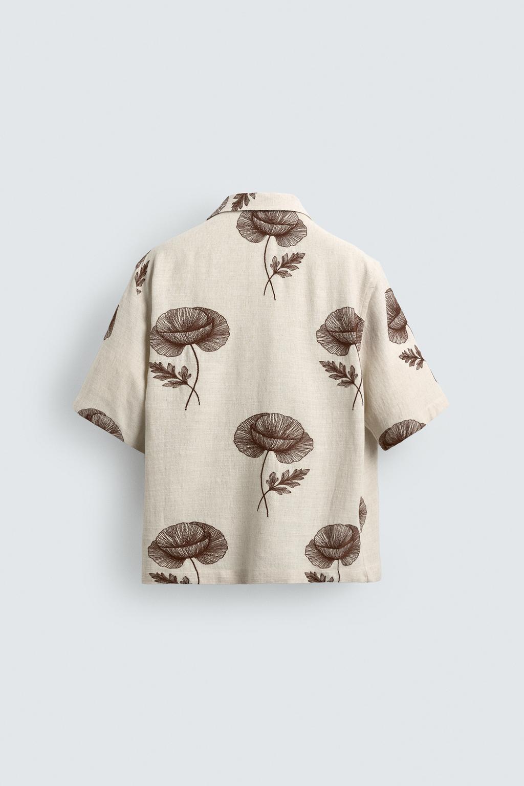 РУБАШКА С ЦВЕТОЧНОЙ ВЫШИВКОЙ