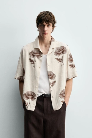 Рубашка с цветочной вышивкой- Заказать в России