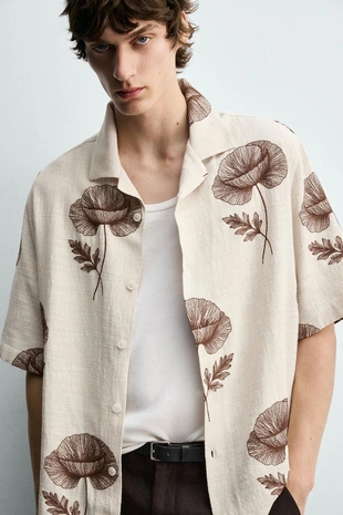 Рубашка с цветочной вышивкой- Заказать в России