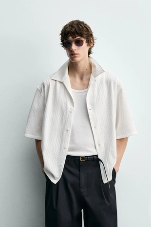 Рубашка жаккардовая с вышивкой