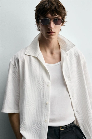 Рубашка жаккардовая с вышивкой- Заказать в России