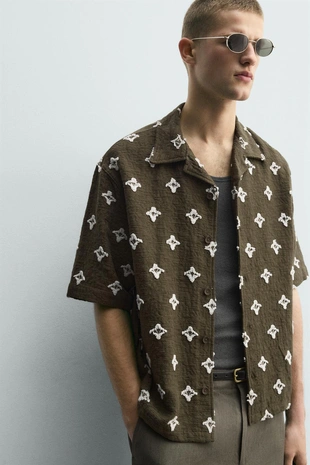 Жаккардовая рубашка с текстурой- Заказать в России