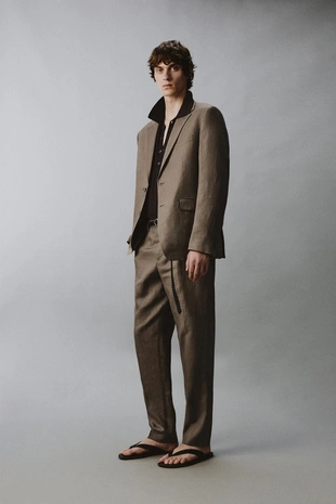 Костюмные брюки из 100% льна- Заказать в России