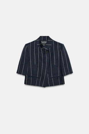 Укороченная куртка в полоску из льна — Zw Collection- Заказать в России