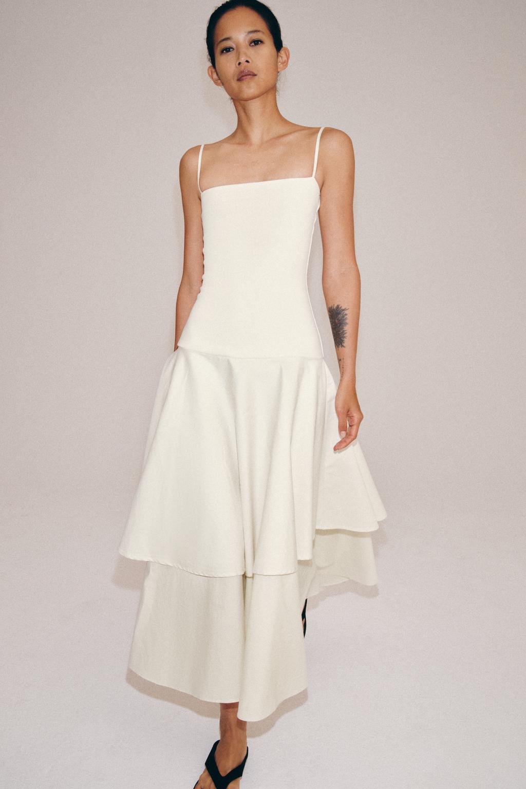 КОМБИНИРОВАННОЕ ПЛАТЬЕ С ВОЛАНАМИ