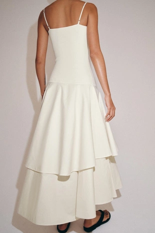 Комбинированное платье с воланами- Заказать в России