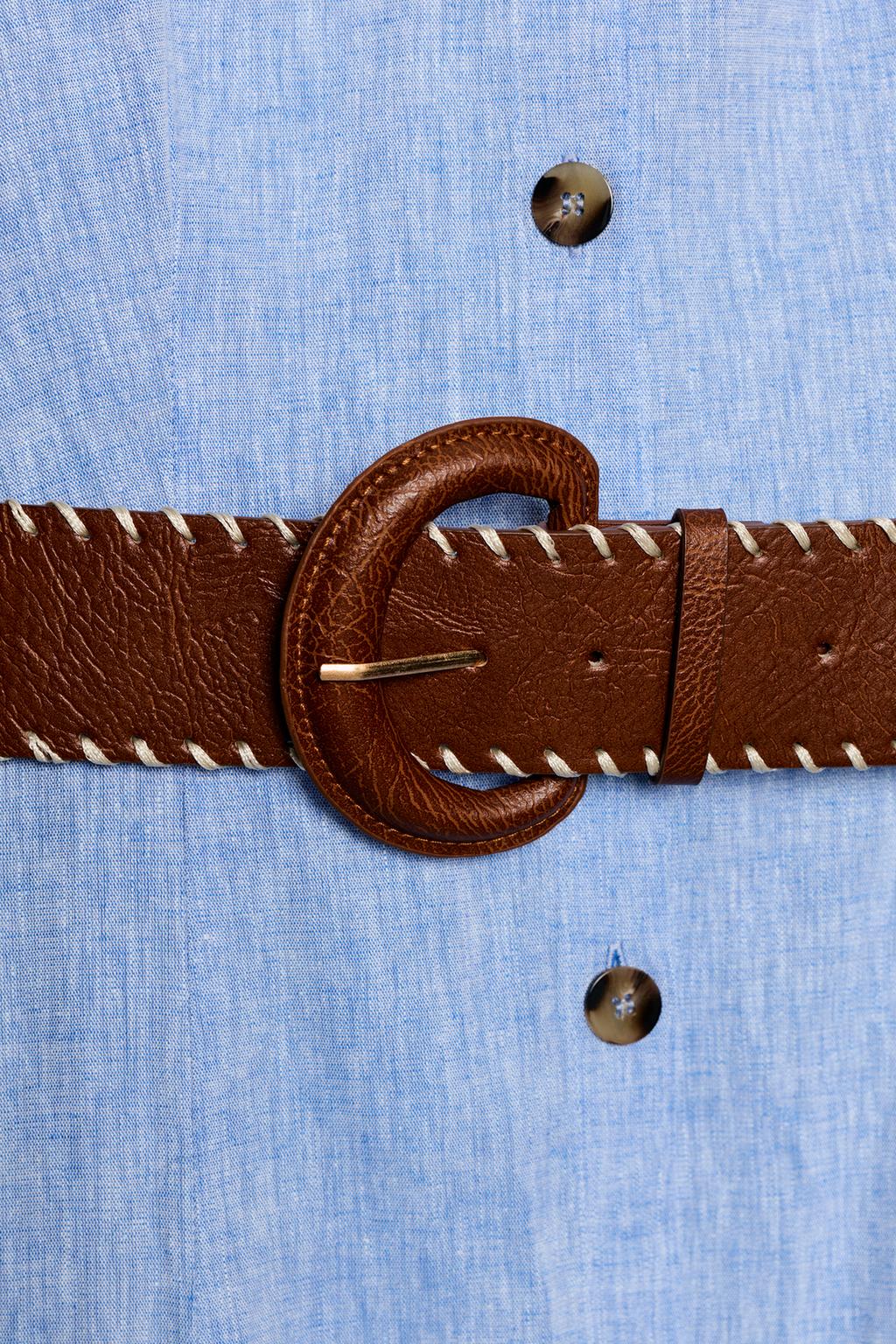 ПЛАТЬЕ МИДИ ИЗ ЛЬНА С ПОЯСОМ