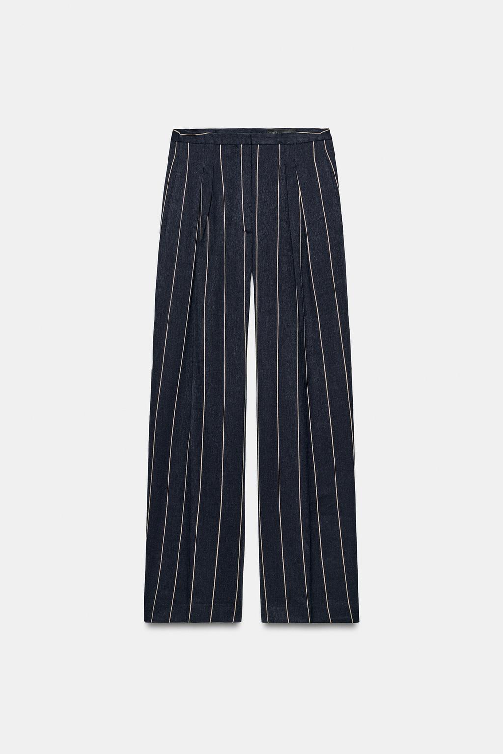 БРЮКИ В ПОЛОСКУ ИЗ СМЕСОВОГО ЛЬНА — ZW COLLECTION