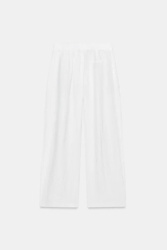 БРЮКИ ИЗ ЛЬНА СО СКЛАДКАМИ — коллекция Zara «ZW»
