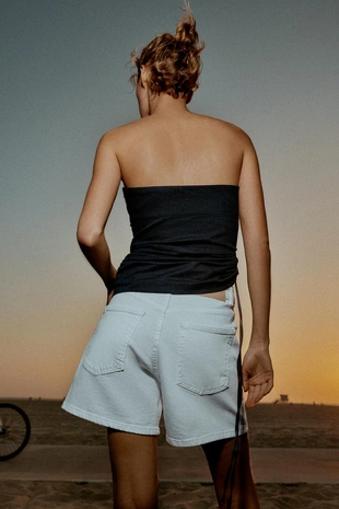 Драпированный топ из льна- Заказать в России