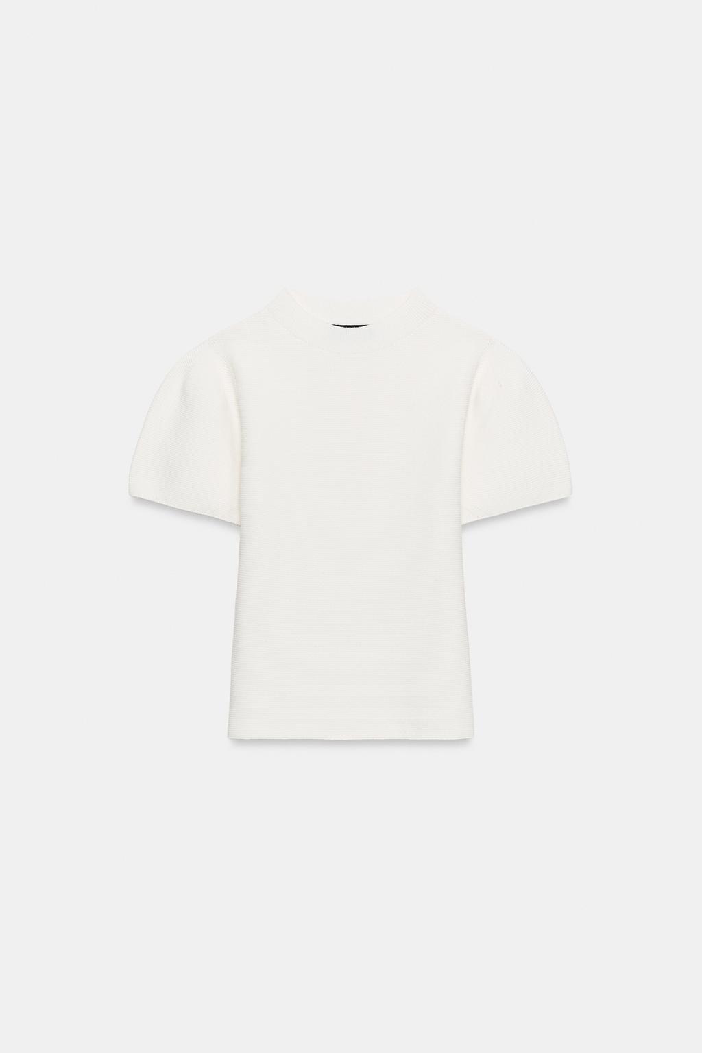 ТРИКОТАЖНЫЙ ТОП С ОБЪЕМНЫМИ РУКАВАМИ