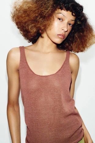 Трикотажный топ на бретелях- Заказать в России