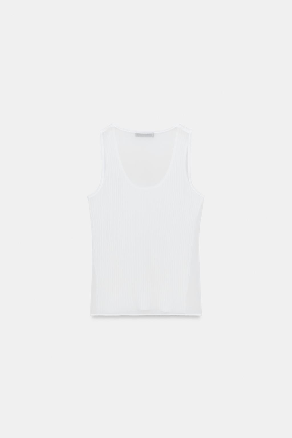 КОМБИНИРОВАННЫЙ ПОЛУПРОЗРАЧНЫЙ ТРИКОТАЖНЫЙ ТОП