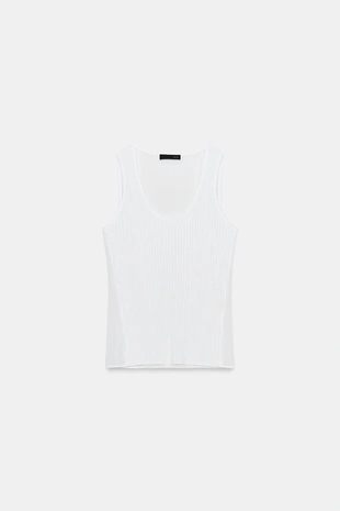 Комбинированный полупрозрачный трикотажный топ- Заказать в России