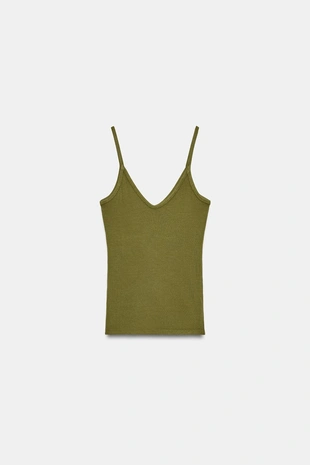 Топ на бретелях в рубчик