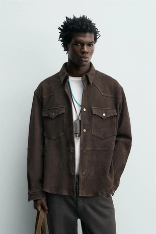 Куртка-рубашка из замши классического кроя- Заказать в России