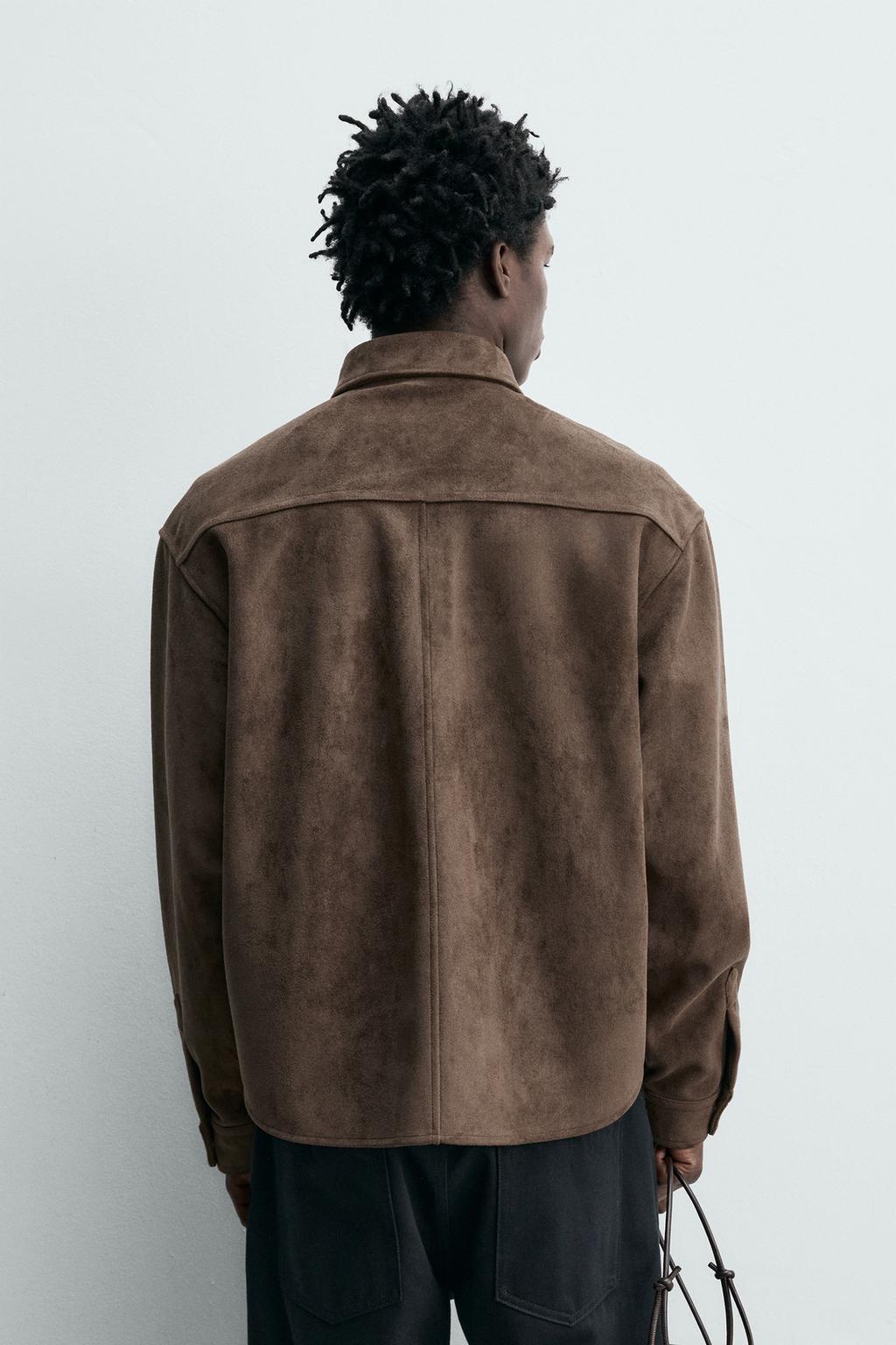 КУРТКА-РУБАШКА КЛАССИЧЕСКОГО КРОЯ ИЗ ИСКУССТВЕННОЙ ЗАМШИ