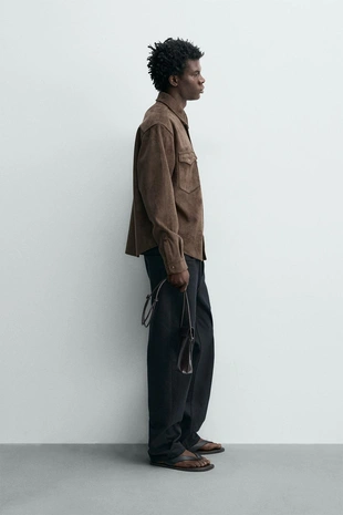 Куртка-рубашка классического кроя из искусственной замши- Заказать в России