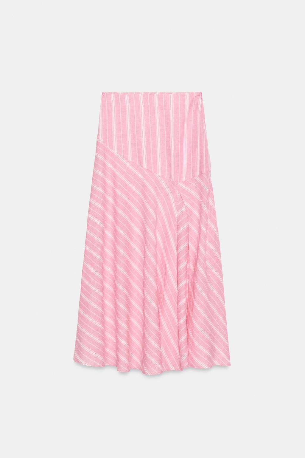 ПОЛОСАТАЯ ЮБКА МИДИ ИЗ ЛЬНА