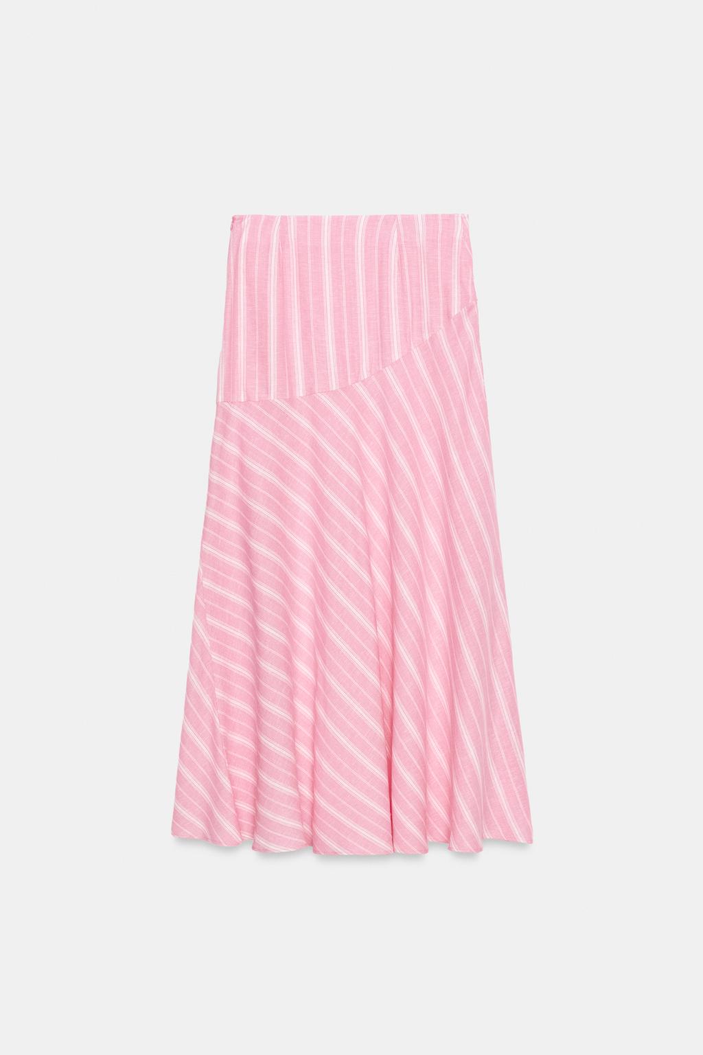 ПОЛОСАТАЯ ЮБКА МИДИ ИЗ ЛЬНА