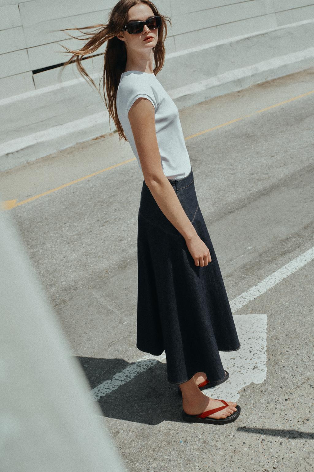 ЮБКА МИДИ ИЗ ДЕНИМА Z1975 С ВОЛАНАМИ