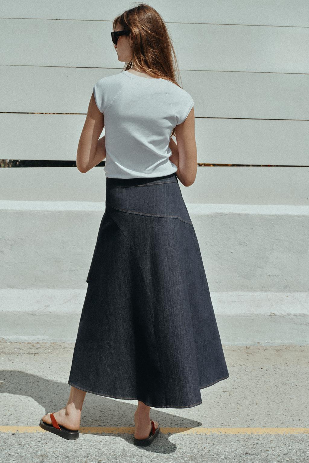 ЮБКА МИДИ ИЗ ДЕНИМА Z1975 С ВОЛАНАМИ