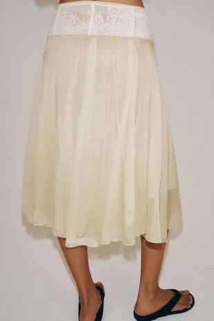 Комбинированная юбка миди- Заказать в России