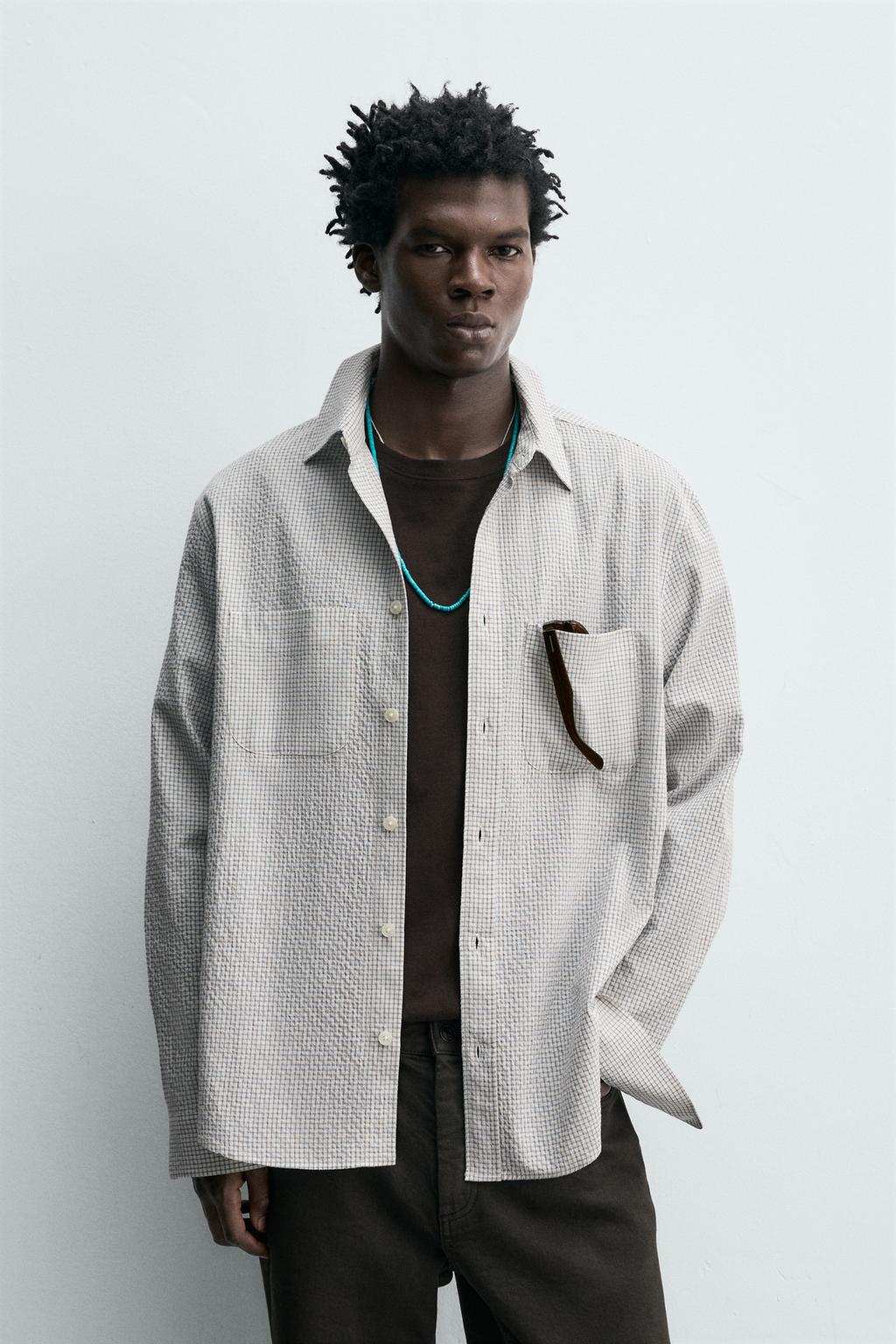 РУБАШКА В КЛЕТКУ С ТЕКСТУРОЙ