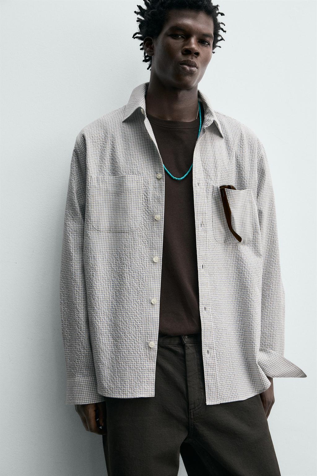 РУБАШКА В КЛЕТКУ С ТЕКСТУРОЙ