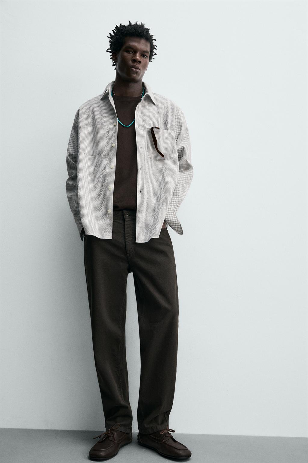 РУБАШКА В КЛЕТКУ С ТЕКСТУРОЙ