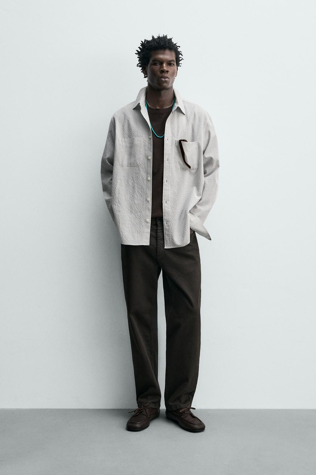 РУБАШКА В КЛЕТКУ С ТЕКСТУРОЙ