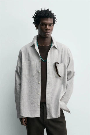 Рубашка в клетку с текстурой- Заказать в России