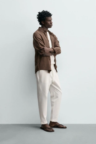 Брюки-джоггеры с поясом Easy Care- Заказать в России