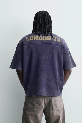 Толстовка вафельной структуры с выцветшим принтом- Заказать в России