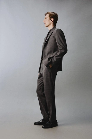 Костюмные брюки в клетку из 100% шерсти- Заказать в России