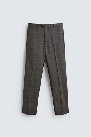 Костюмные брюки в клетку из 100% шерсти- Заказать в России