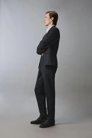 Брюки костюмные в клетку из 100% шерсти- Заказать в России