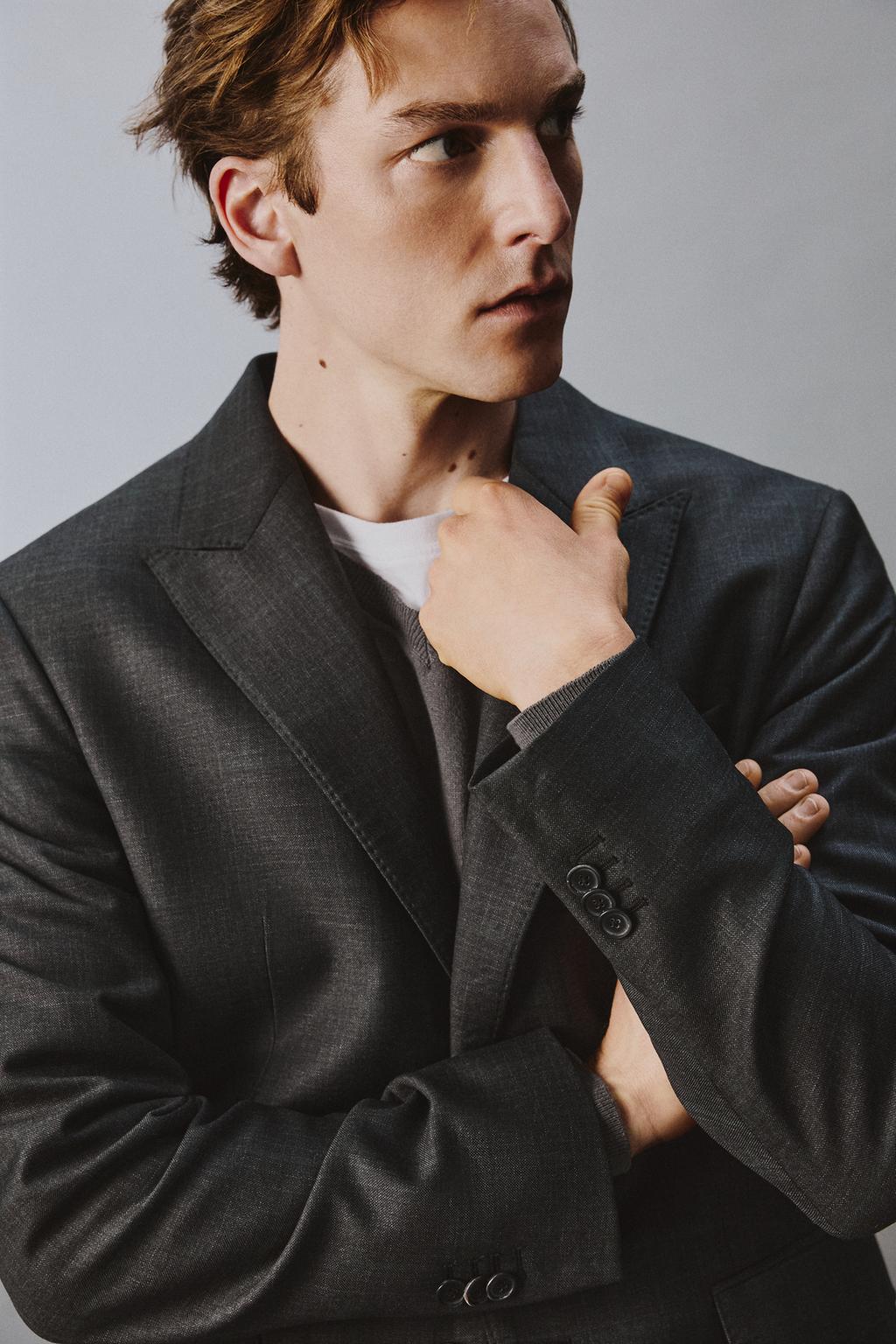 КОСТЮМНЫЙ БЛЕЙЗЕР В КЛЕТКУ ИЗ 100% ШЕРСТИ