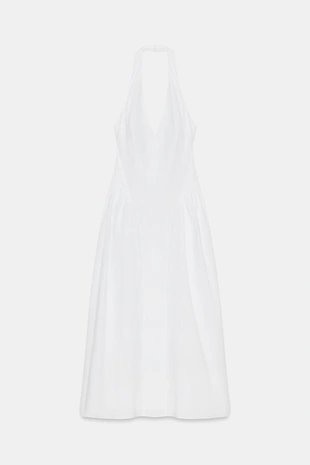 Платье из поплина с горловиной халтер- Заказать в России