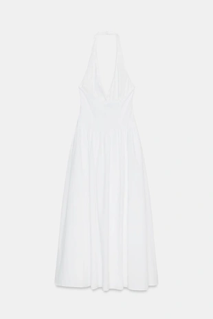 Платье из поплина с горловиной халтер- Заказать в России