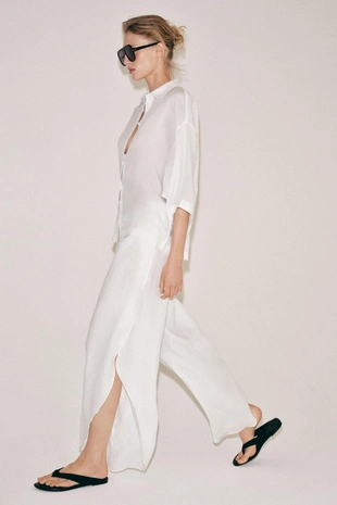 Брюки из льна с разрезами — Zw Collection- Заказать в России